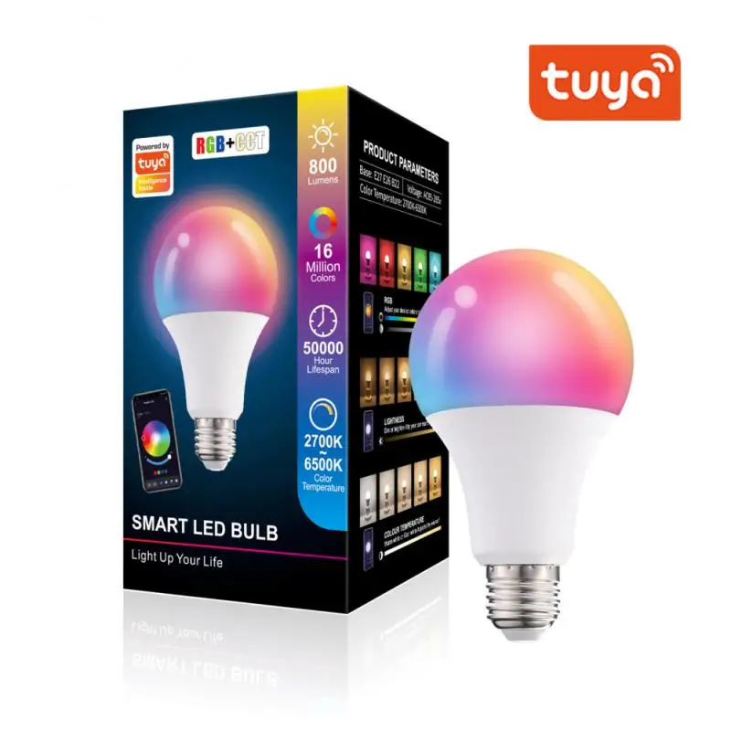 E27/B22 Tuya Smart Led Bulb Light 10W Bluetooth-compatible Color Changing Lamp RGB+CCT Work With Alexa Google Smart Home luz
E27/B22 Tuya Smart Led Bulb Light 10W Bluetooth-compatible Color Changing Lamp RGB+CCT Work With Alexa Google Smart Home luz