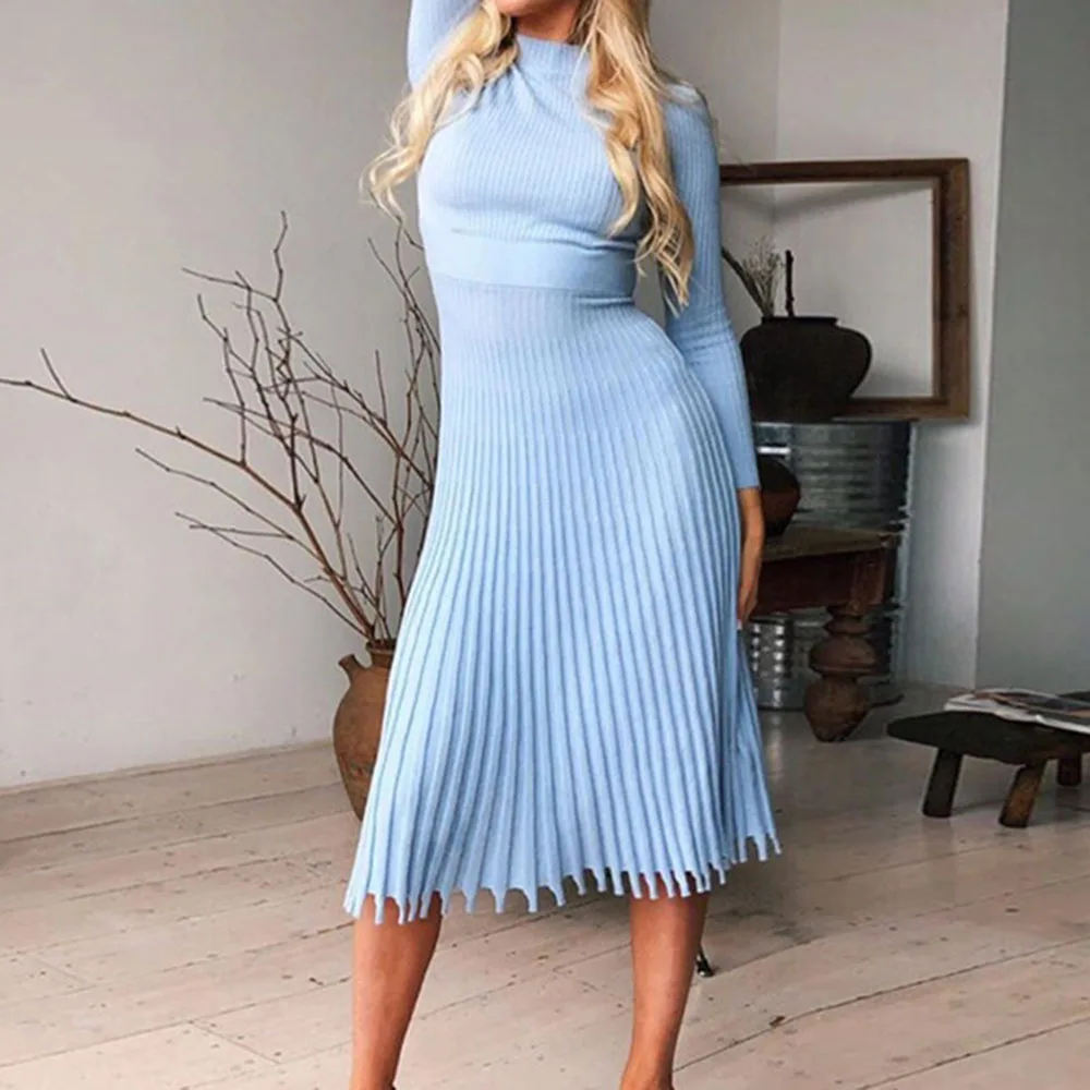 2020 Pleated Knitted Sweater Dress Winter Women Long Sleeve Black A Line Midi Knit Fashion Elegant Pink Dresses Pullover Autumn
2020 Pleated Knitted Sweater Dress Winter Women Long Sleeve Black A Line Midi Knit Fashion Elegant Pink Dresses Pullover Autumn