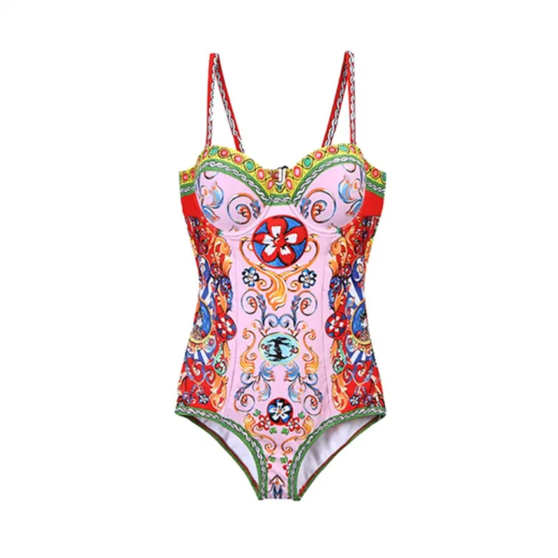 2 PCS/Set NEW Summer Swimsuit+Tippet Female Sexy Swimwear For Mommy Bikini One-Piece Flower Swimsuit Swimming Wears | Мать и ребенок