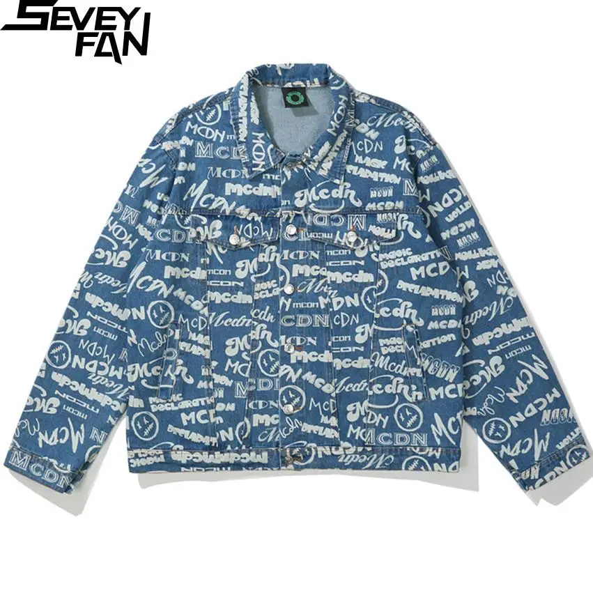 SEVEYFAN Men's Fashion Cartoon Graffiti Denim Coat Hip Hop Streetwear Loose Jean Coat for Couples
SEVEYFAN Men's Fashion Cartoon Graffiti Denim Coat Hip Hop Streetwear Loose Jean Coat for Couples