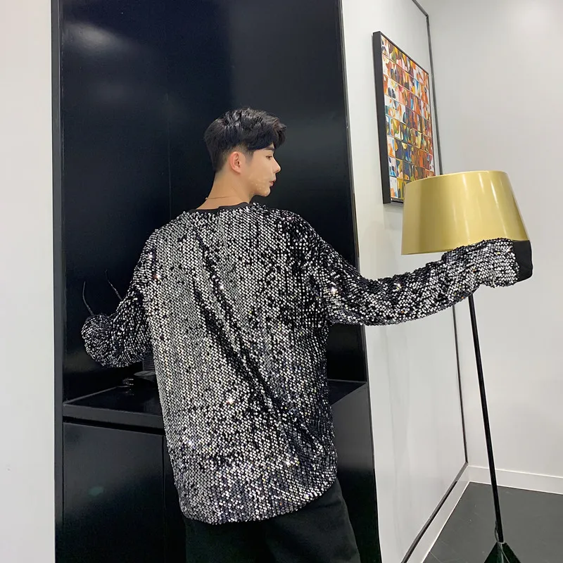 Stage Clothing Men Loose Casual Long Sleeve Sequin ShiningT-shirt Male Women Streetwear Hip Hop Punk Gothic Tees Shirts 
Stage Clothing Men Loose Casual Long Sleeve Sequin ShiningT-shirt Male Women Streetwear Hip Hop Punk Gothic Tees Shirts