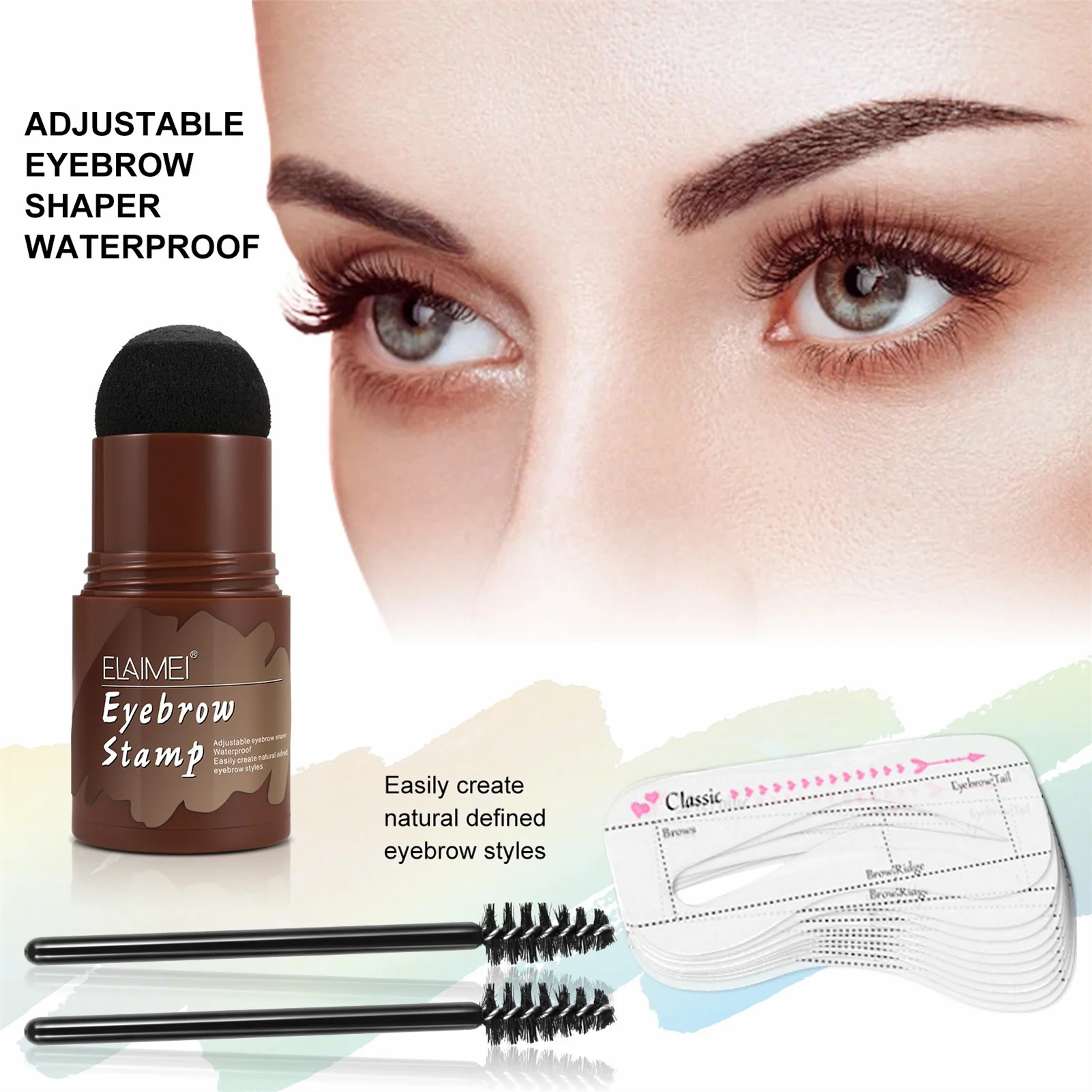 

Perfect Brows Stencil & Stamp Kit with 2 Brushes One Step Long Lasting Shaping Kit Waterproof Women Makeup Tool SUB Sale