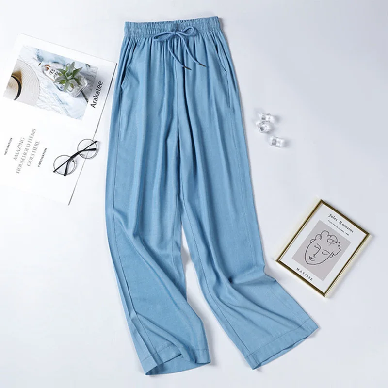 Casual High Waist Tencel Women's Flowy Wide Leg Jeans Pants Summer Harajuku Female Drape Thin Ice Silk Pantalones Long Trousers
Casual High Waist Tencel Women's Flowy Wide Leg Jeans Pants Summer Harajuku Female Drape Thin Ice Silk Pantalones Long Trousers