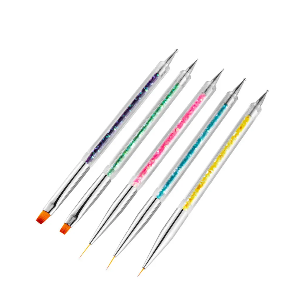 Nail Art Brushes Double Ended Gel Nail Pen Painting Brush With Crystal Handles Manicure Tool Nail Design Rhinestone Tools 5PCS 
Nail Art Brushes Double Ended Gel Nail Pen Painting Brush With Crystal Handles Manicure Tool Nail Design Rhinestone Tools 5PCS