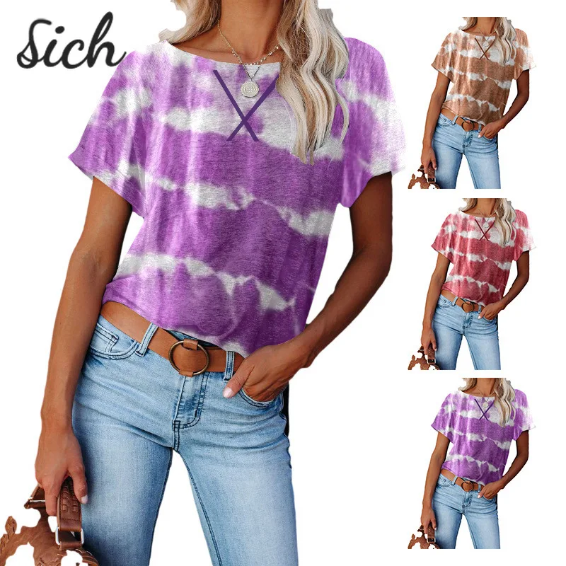 Summer Fashion Women Plus Size Shirts O-Neck Loose Casual Short Sleeved Tops Women Tie-dye Cross Print T-Shirt Pullover Clothes
Summer Fashion Women Plus Size Shirts O-Neck Loose Casual Short Sleeved Tops Women Tie-dye Cross Print T-Shirt Pullover Clothes