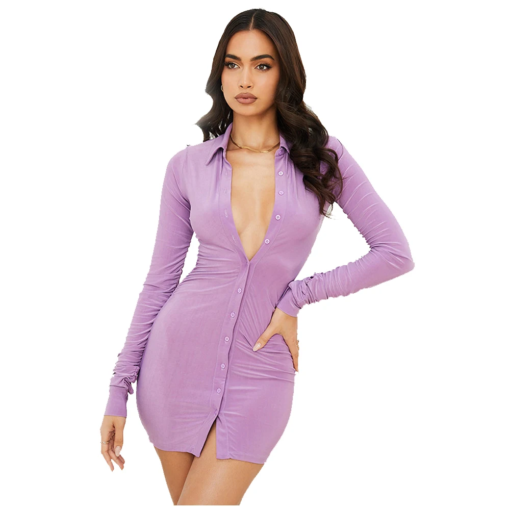 Autumn Casual Women's Long Sleeve Turn-Down Dresses Vintage Bodycon Single-breasted Summer Simply Ruched Female Clothing FS1262
Autumn Casual Women's Long Sleeve Turn-Down Dresses Vintage Bodycon Single-breasted Summer Simply Ruched Female Clothing FS1262