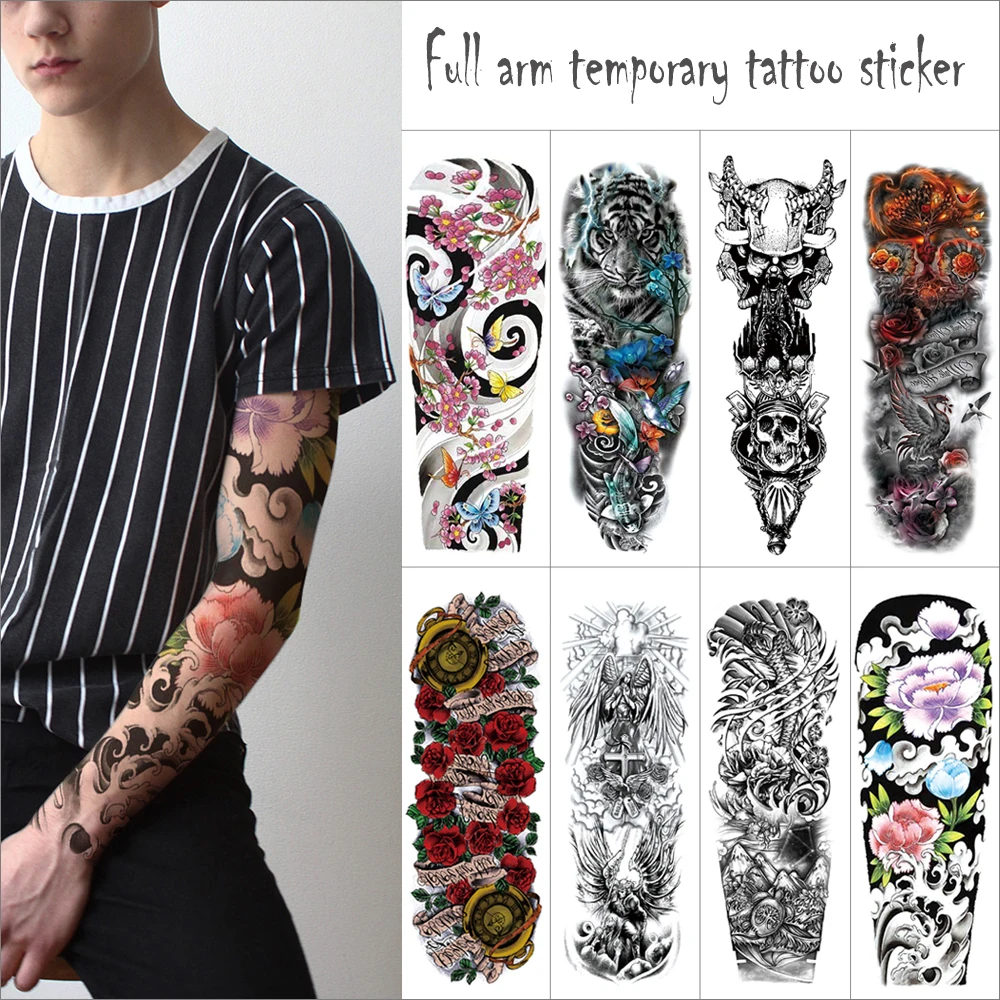 Временная татуировка, водостойкая наклейка на всю руку, большой размер, цветок, тигр, птица, тату, наклейки, флэш, искусственная татуировка, р... 
Временная татуировка, водостойкая наклейка на всю руку, большой размер, цветок, тигр, птица, тату, наклейки, флэш, искусственная татуировка, р...