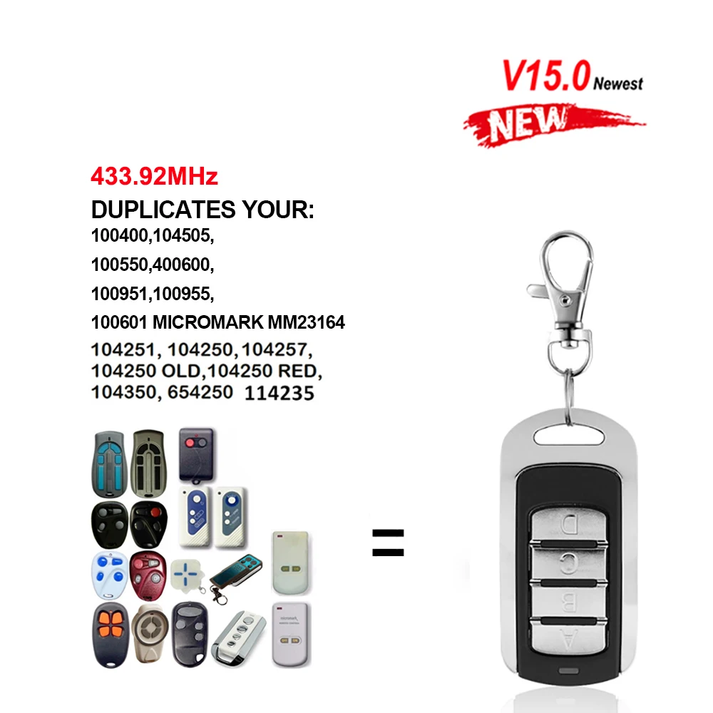 AVIDSEN Gate Remote Control Garage Door Opener Clone AVIDSEN 114257 104250 114253 Command Garage Rolling Code 433.92MHz IPX6
AVIDSEN Gate Remote Control Garage Door Opener Clone AVIDSEN 114257 104250 114253 Command Garage Rolling Code 433.92MHz IPX6