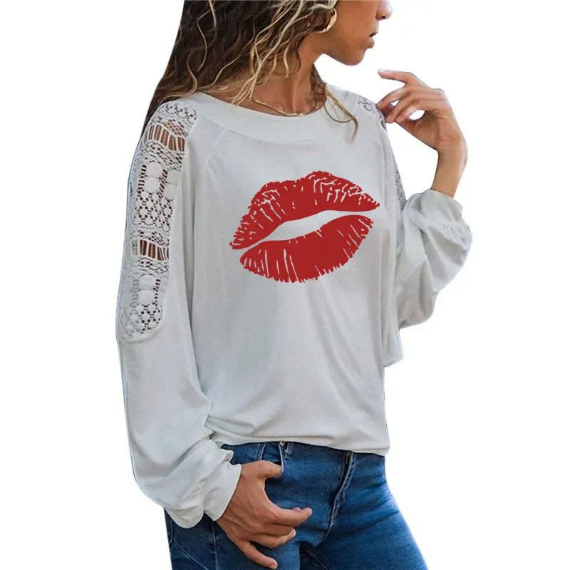 Засос модный принт женские футболки забавные Teeshirt Женская одежда свободного покроя с длинными рукавами большой Размеры свободные кружевны...
Засос модный принт женские футболки забавные Teeshirt Женская одежда свободного покроя с длинными рукавами большой Размеры свободные кружевны...