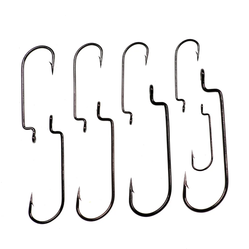 

200PCS Fly Tying Hooks Narrow Gap Worm Hook for Carolina Rig Soft Bait Hook for Bass Fishing 5/0 4/0 2/0 2 4 6