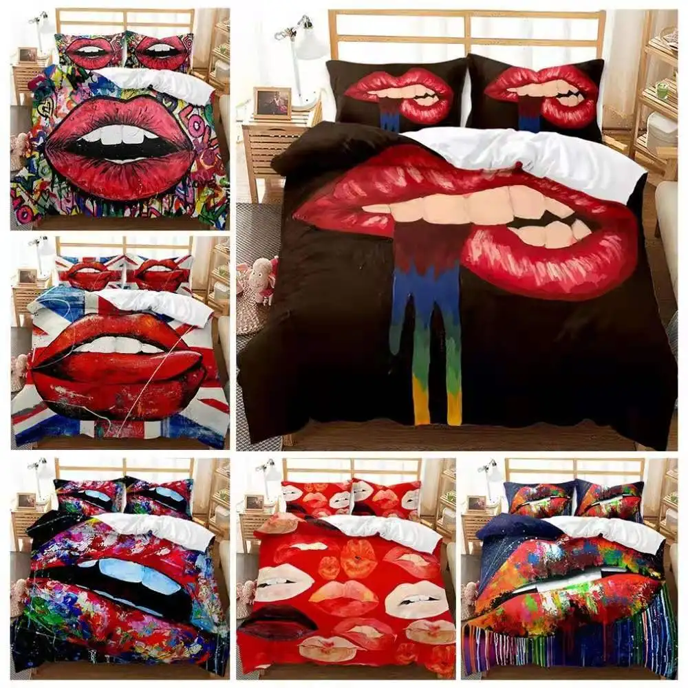 Комплект постельного белья с 3d-цифровым американским принтом, Комплект постельного белья с сексуальными губами и пододеяльником, двойной размер
Комплект постельного белья с 3d-цифровым американским принтом, Комплект постельного белья с сексуальными губами и пододеяльником, двойной размер
