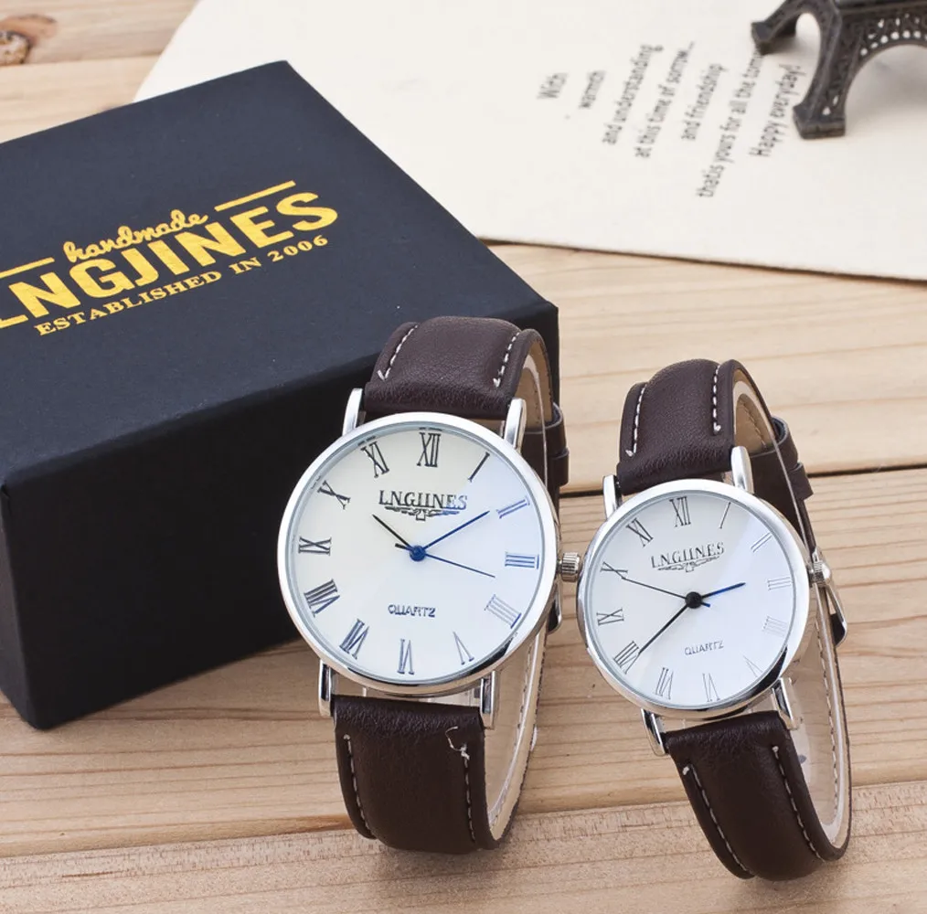 2pcs Quartz Watch Roman Numerals Dial Brown Leather Belt Strap Watch for Couple Casual Bracele Wristwatch Reloj Hombre Drop Ship
2pcs Quartz Watch Roman Numerals Dial Brown Leather Belt Strap Watch for Couple Casual Bracele Wristwatch Reloj Hombre Drop Ship