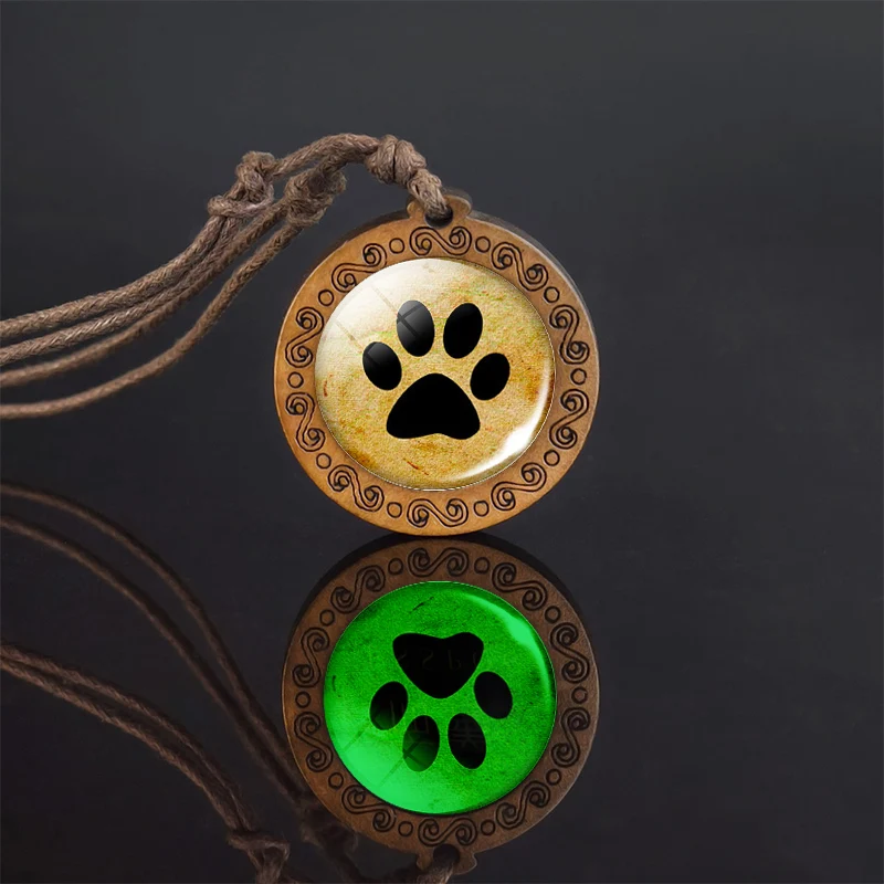 Dog Paw Print Luminous Necklace Love Heart Picture Glass Pendant Rope Chain Wooden Necklace Glow In The Dark Dog Jewelry
Dog Paw Print Luminous Necklace Love Heart Picture Glass Pendant Rope Chain Wooden Necklace Glow In The Dark Dog Jewelry