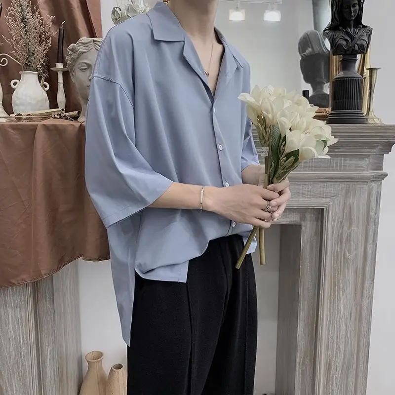 Summer Short-sleeved Shirt for Male Korean Version of The Trend Loose and Handsome Suit Collar Seven-point Sleeve Shirt
Summer Short-sleeved Shirt for Male Korean Version of The Trend Loose and Handsome Suit Collar Seven-point Sleeve Shirt