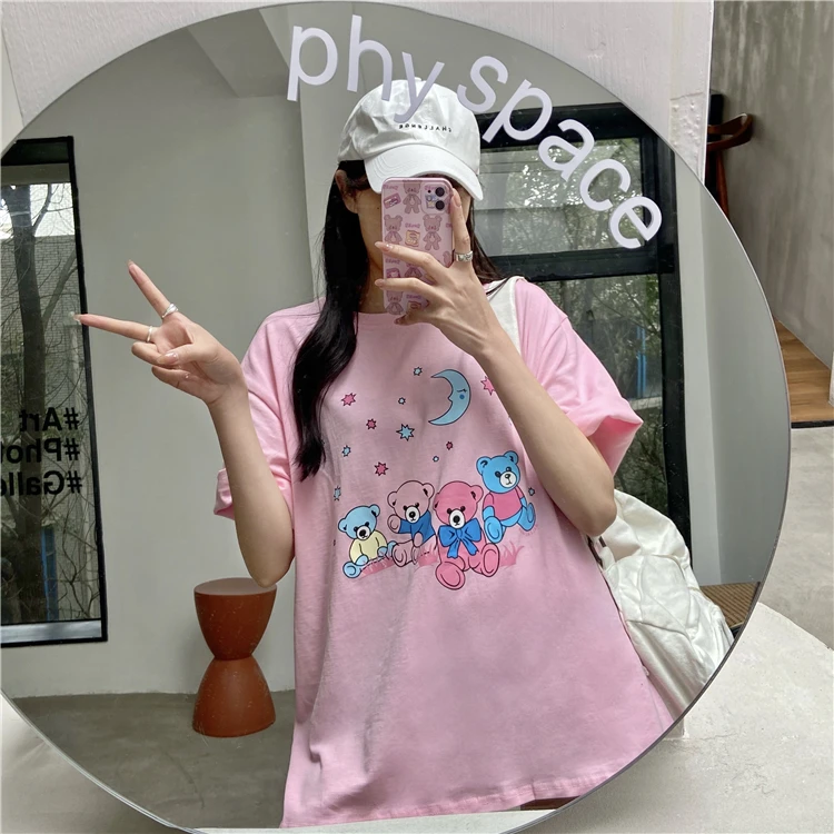 KK1658 женская новая маленькая свежая и милая свободная футболка с коротким рукавом и принтом медведя средней длины
KK1658 женская новая маленькая свежая и милая свободная футболка с коротким рукавом и принтом медведя средней длины