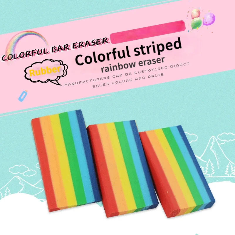 2021 New Cute Colorful Striped Kawaii Rainbow Eraser Creative Children's School Supplies Stationery Wholesale Erasers for Kids
2021 New Cute Colorful Striped Kawaii Rainbow Eraser Creative Children's School Supplies Stationery Wholesale Erasers for Kids