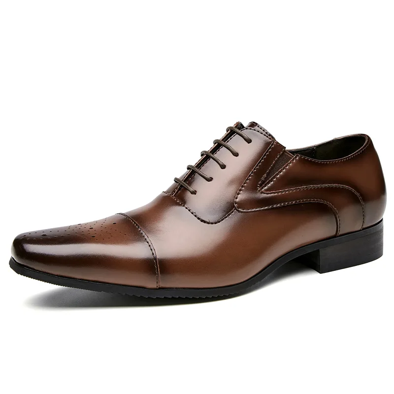 

Мужские туфли-оксфорды из воловьей кожи, коричневые деловые классические туфли, броги, офисная обувь для осени и весны, 2021