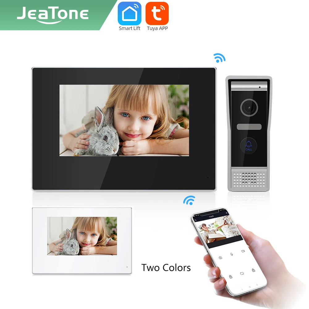 

Jeatone Tuya Smart 7inch 2Colors WIFI Video Intercom for Home IP Wireless Monitor Doorbell Weatherproof Camera AHD/720P 87714