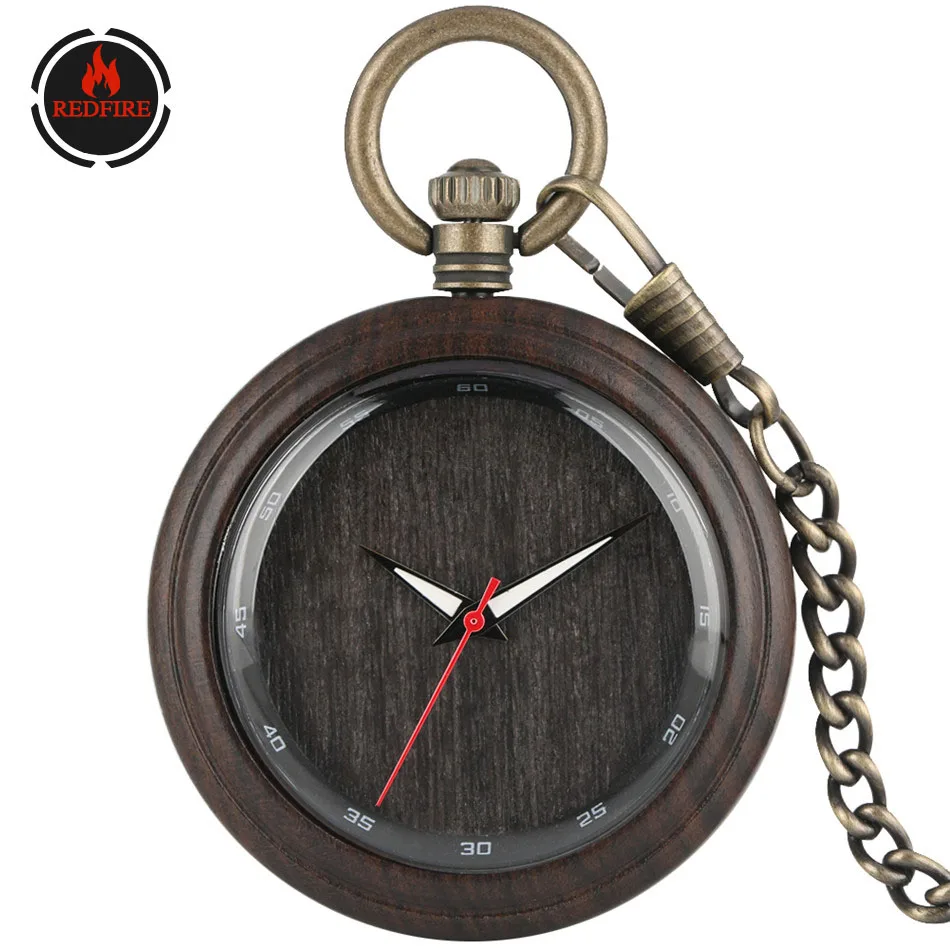 REDFIRE Ebony Wood Pendant Quartz Pocket Watch Minimalist Black Dial Red Seconds Display Pendant Pocket Clock Bronze Chain
REDFIRE Ebony Wood Pendant Quartz Pocket Watch Minimalist Black Dial Red Seconds Display Pendant Pocket Clock Bronze Chain