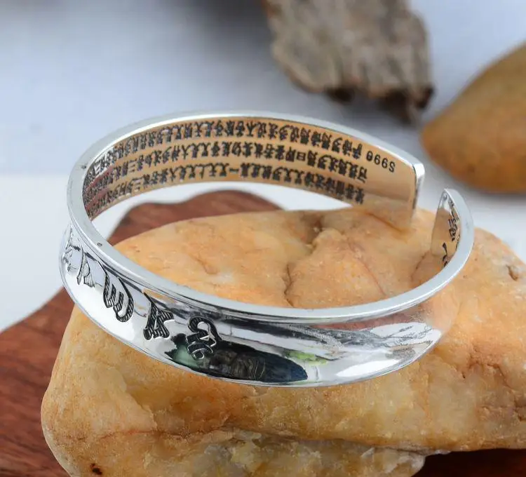 999 Sterling Silver Fine Jewelry Silver Bangles Open Type Six Words Memoirs Bracelets For Women And Men Lovers Om mani padme hum
999 Sterling Silver Fine Jewelry Silver Bangles Open Type Six Words Memoirs Bracelets For Women And Men Lovers Om mani padme hum