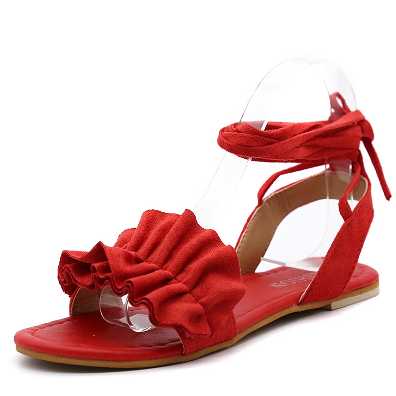 Women's Sandal Ruffles Shoes Woman Cross Bandage Sandals Summer Shoes Flats Lace-up Ankle Strap Sandalias Mujer 2021
Women's Sandal Ruffles Shoes Woman Cross Bandage Sandals Summer Shoes Flats Lace-up Ankle Strap Sandalias Mujer 2021