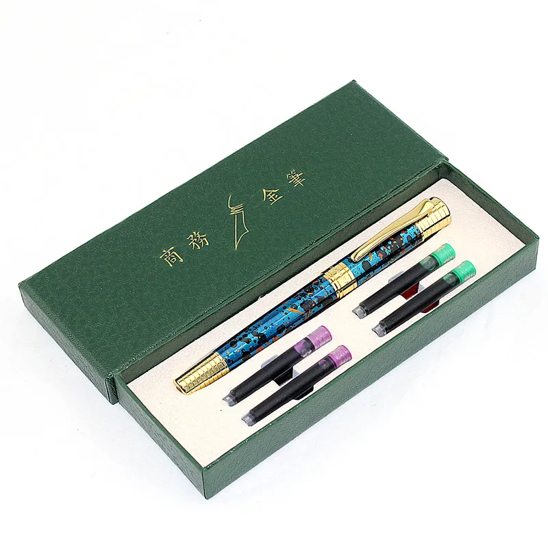 Writing Stationery ink capsules Luxury Metal clip 0.5mm Extra Fine Nib Fountain Pen Metal Steel Ink Pens for Gift box
Writing Stationery ink capsules Luxury Metal clip 0.5mm Extra Fine Nib Fountain Pen Metal Steel Ink Pens for Gift box
