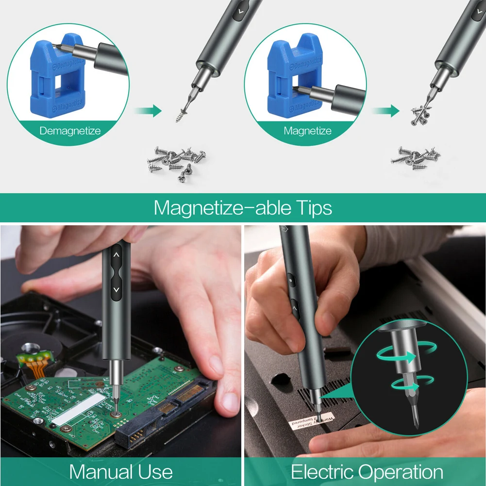 Electric Magnetic Precision Screwdriver Mini 28 In 1 Dual Working Modes Type-C USB Charging Repair Tool Kit With LED Light
Electric Magnetic Precision Screwdriver Mini 28 In 1 Dual Working Modes Type-C USB Charging Repair Tool Kit With LED Light