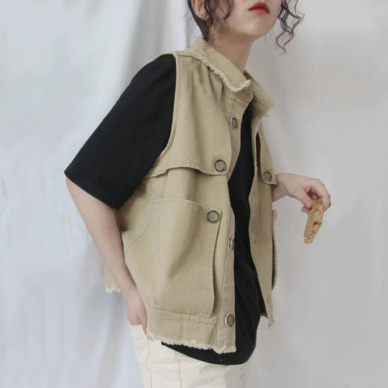 Autumn Cargo Denim Vest Female Spring Fashion College Vest Jacket Student Women Waistcoats Solid Vest Single Button Sleeveless
Autumn Cargo Denim Vest Female Spring Fashion College Vest Jacket Student Women Waistcoats Solid Vest Single Button Sleeveless
