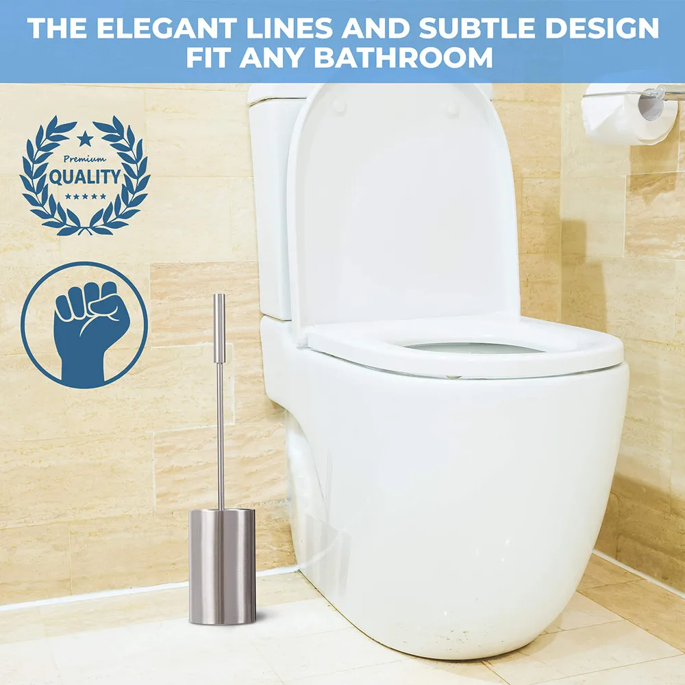 Toilet Brush and Holder, 304 Stainless Steel Toilet Brush with Black Brush Heads Durable Rust-Resistant Toilet Brush
Toilet Brush and Holder, 304 Stainless Steel Toilet Brush with Black Brush Heads Durable Rust-Resistant Toilet Brush
