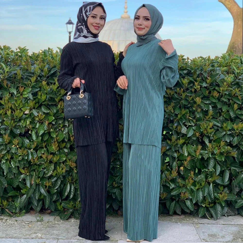 2PCS Abaya Turkey Dubai Clothing Women's Summer Blouse Long Pants Long Sleeve Female Muslim Sets Caftan Kaftans Islamic Clothing
2PCS Abaya Turkey Dubai Clothing Women's Summer Blouse Long Pants Long Sleeve Female Muslim Sets Caftan Kaftans Islamic Clothing
