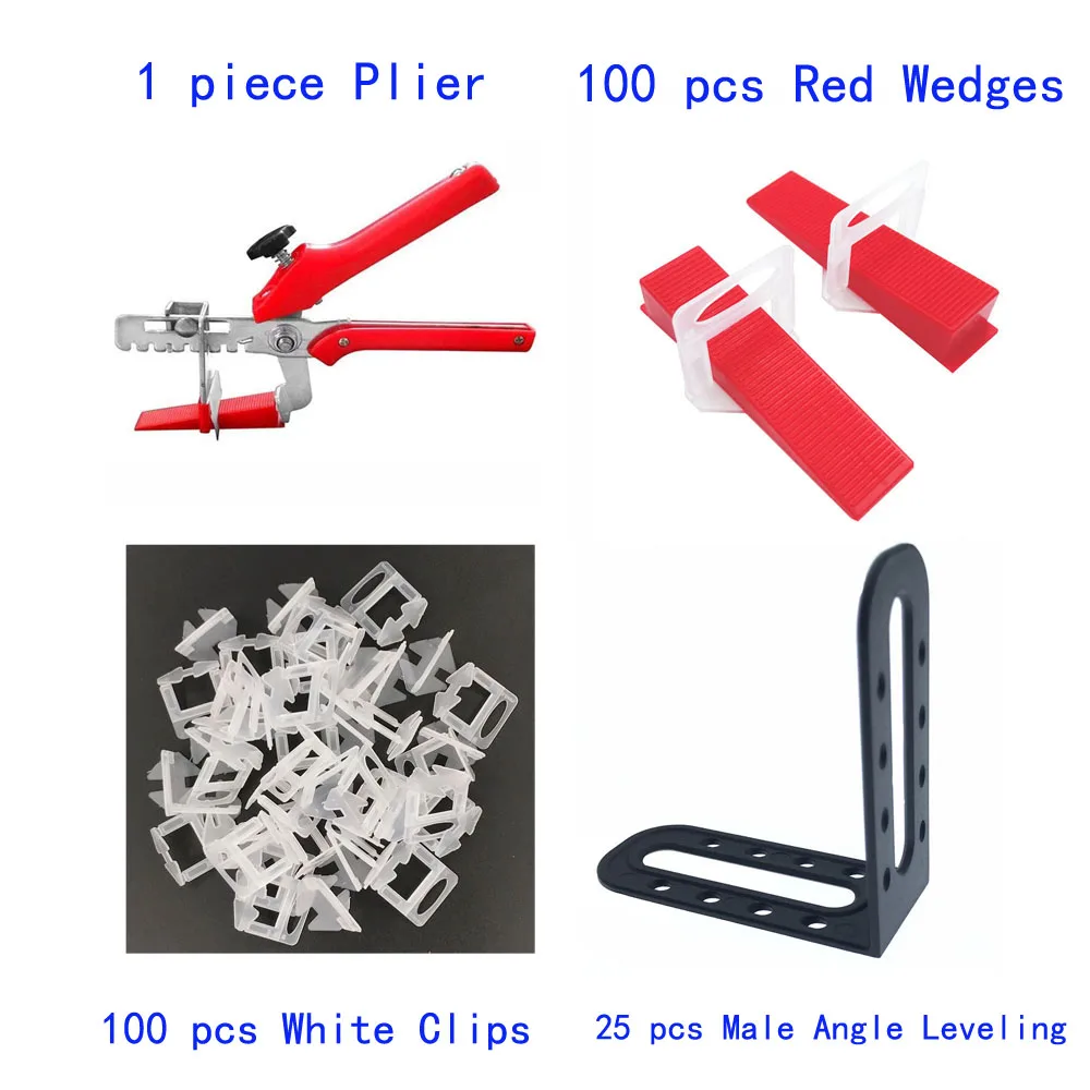 226 Pcs Tile Leveling System Set Meal Include 100Wedges+100Clips+1Plier+25Male Angle Leveling For Laying Tiles Construction Tool
226 Pcs Tile Leveling System Set Meal Include 100Wedges+100Clips+1Plier+25Male Angle Leveling For Laying Tiles Construction Tool