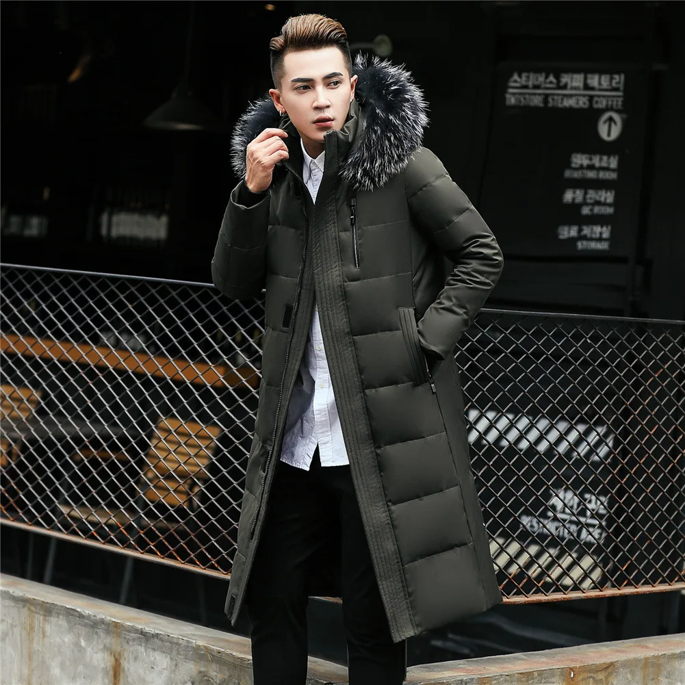 

men's Korean style, plus size, winter coat, long, white, duck down, down jacket, men's, warm,