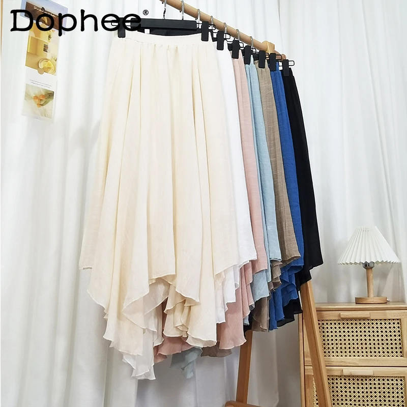 2021 Summer New Solid Cotton Linen Irregular Skirt Women Fashion High Waist A- Line Pleated Skirt Oversized Beach Faldas Kawaii
2021 Summer New Solid Cotton Linen Irregular Skirt Women Fashion High Waist A- Line Pleated Skirt Oversized Beach Faldas Kawaii