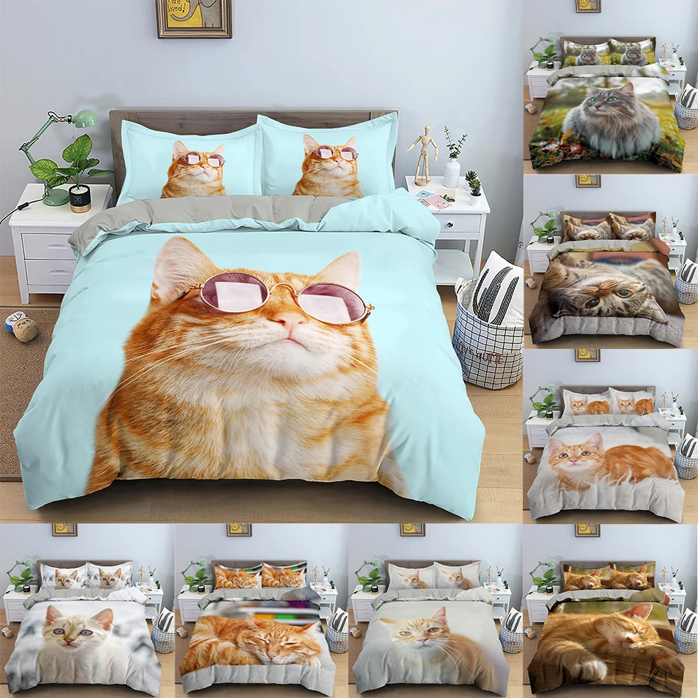 Funny Cat Print Bedding Set 3D Cat Duvet Cover And Pillowcase With Zipper Closure Soft Comforterable Quilt Covers
Funny Cat Print Bedding Set 3D Cat Duvet Cover And Pillowcase With Zipper Closure Soft Comforterable Quilt Covers