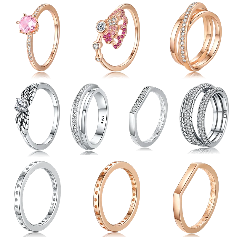 925 Sterling Silver 10 Style Women Rings With Angel Wing Pink Sparkling Crown Solitaire Crystal Ring For Women Jewelry
925 Sterling Silver 10 Style Women Rings With Angel Wing Pink Sparkling Crown Solitaire Crystal Ring For Women Jewelry