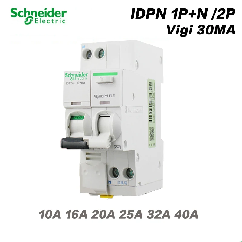 

Schneider Electric IDPNa 1P+N 2P AC 25 40A 30MA Mini Leakage Circuit Breaker Switch Residual Current Operation Protection Device