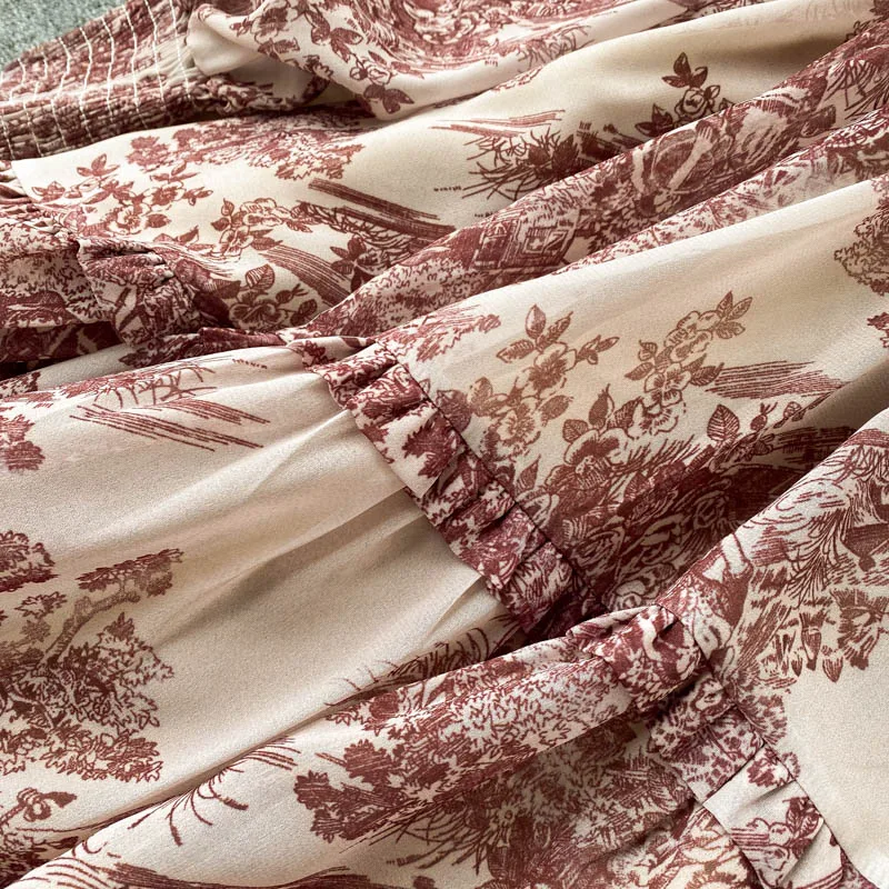 Spring Retro French Print Vestidos Female Exposed Clavicle Bubble Sleeve Waist Slimming Ruffled Mini Chic Dress
Spring Retro French Print Vestidos Female Exposed Clavicle Bubble Sleeve Waist Slimming Ruffled Mini Chic Dress