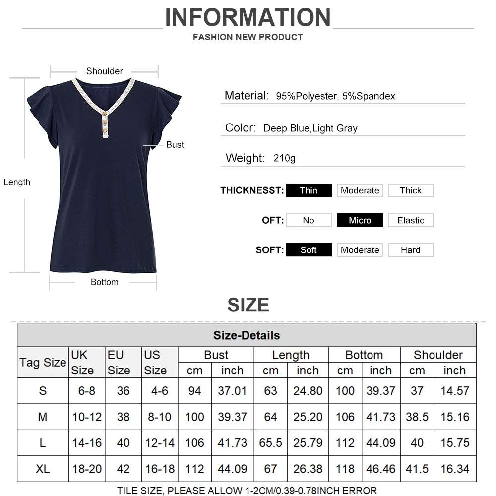 Women Elegant V Neck Summer Tops Button Ruffle Short Sleeve Shirt Casual Lace Trim Top Patchwork Office Ladies Solid Shirts D30
Women Elegant V Neck Summer Tops Button Ruffle Short Sleeve Shirt Casual Lace Trim Top Patchwork Office Ladies Solid Shirts D30