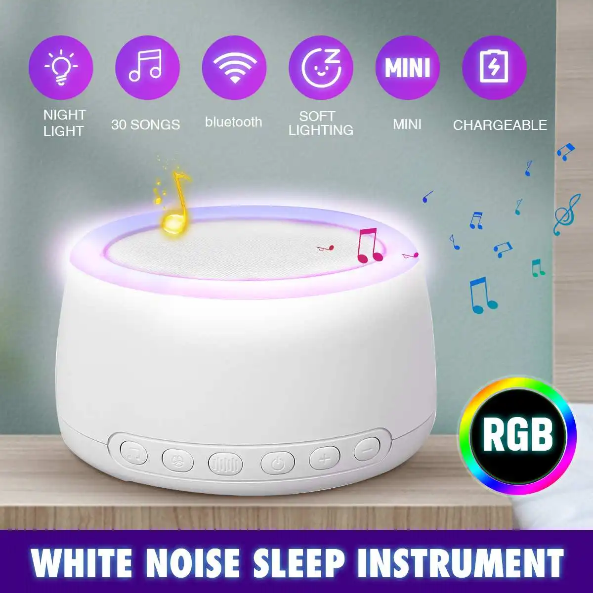 Mini/Portable LED White Noise Sleep Instrument bluetooth Rechargeable White Noise Machine Timed Shutdown Sleep Sound Machine
Mini/Portable LED White Noise Sleep Instrument bluetooth Rechargeable White Noise Machine Timed Shutdown Sleep Sound Machine