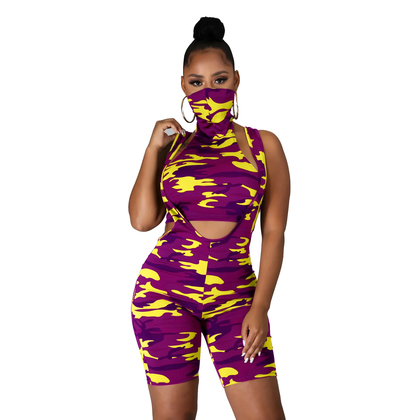 Multicolor Camouflage Printed Two Piece Sets Women Fashion Stand Collar Sleeveless Crop Tops Bodycon Suspender Trousers Sets
Multicolor Camouflage Printed Two Piece Sets Women Fashion Stand Collar Sleeveless Crop Tops Bodycon Suspender Trousers Sets