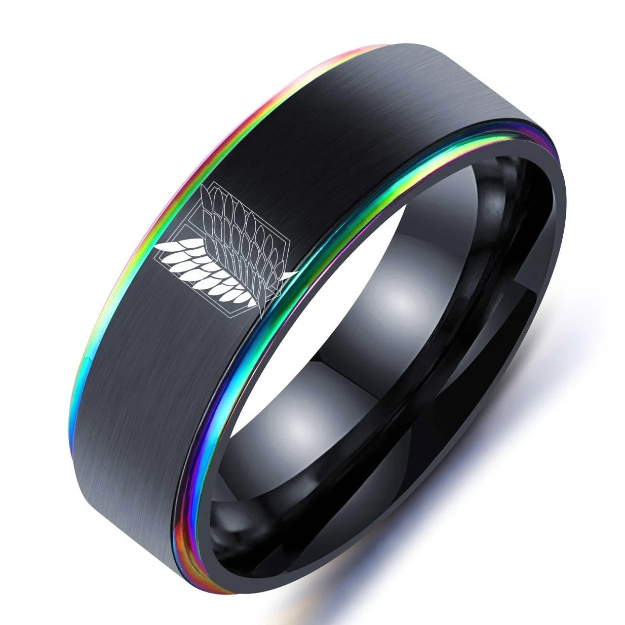 5 colors Attack on Titan Black sliver Stainless Steel Ring Wings Of Liberty Flag Finger Rings For Men Women Jewelry Anime Fans
5 colors Attack on Titan Black sliver Stainless Steel Ring Wings Of Liberty Flag Finger Rings For Men Women Jewelry Anime Fans