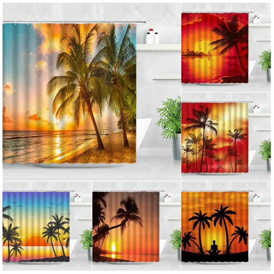 Dusk Sunset Beach Shower Curtains 3D Tropical Ocean Palm Tree Scenery Printed Home Decor Waterproof Fabric Bathroom Curtain Set
Dusk Sunset Beach Shower Curtains 3D Tropical Ocean Palm Tree Scenery Printed Home Decor Waterproof Fabric Bathroom Curtain Set