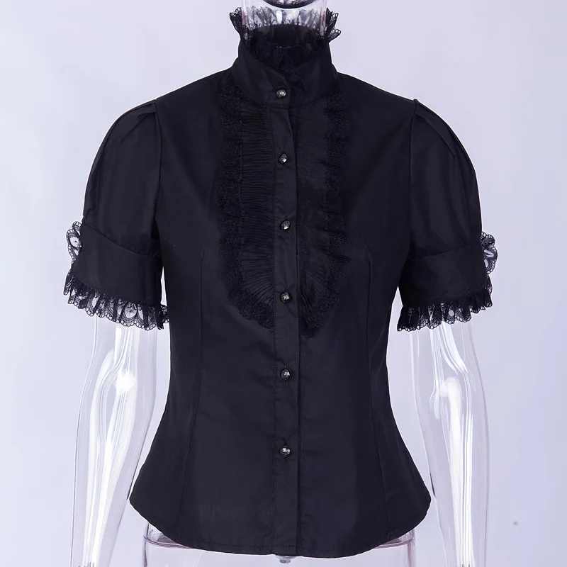Dark Gothic Retro Embroidery Slim Wild Shirt Women Stand Collar Lace Hemming Short Puff Puff Sleeve Women
Dark Gothic Retro Embroidery Slim Wild Shirt Women Stand Collar Lace Hemming Short Puff Puff Sleeve Women