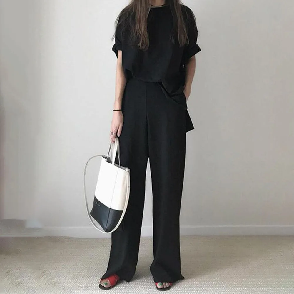 Two Piece Sets 2021 New Style Switching Simple Plain Trousers Ladies Fashion Wide Leg Pants Pullover Fashionable Patchwork Setup
Two Piece Sets 2021 New Style Switching Simple Plain Trousers Ladies Fashion Wide Leg Pants Pullover Fashionable Patchwork Setup