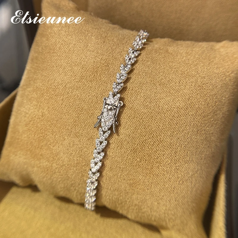 Браслеты ELSIEUNEE с искусственным муассанитом изящные свадебные браслеты из