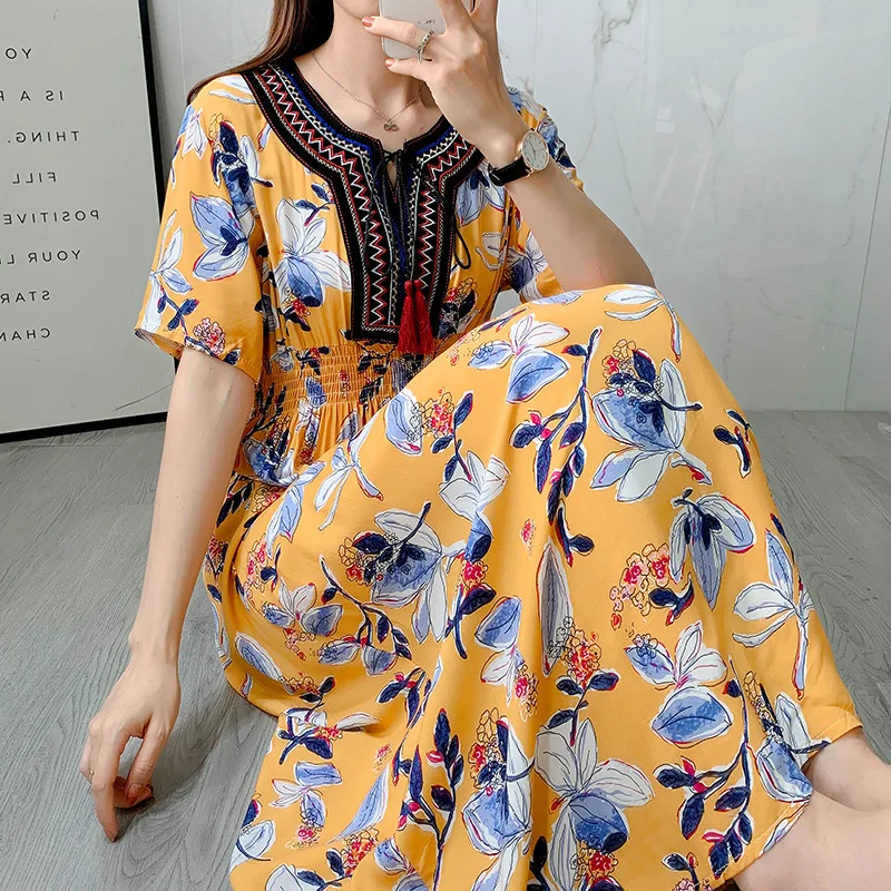 MOVOKAKA Fashion Floral Plus Size Dress Women 2021 Tassel Prom Casual Vintage Long Dresses Summer Beach High Waist O Neck Dress
MOVOKAKA Fashion Floral Plus Size Dress Women 2021 Tassel Prom Casual Vintage Long Dresses Summer Beach High Waist O Neck Dress