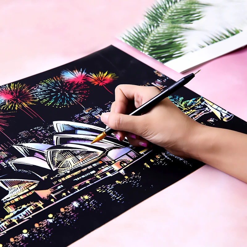 Magic Color City street view Scratch Art Paper Card Set with Graffiti Stencil for Drawing Stick DIY Art Painting Toy Kids Gift
Magic Color City street view Scratch Art Paper Card Set with Graffiti Stencil for Drawing Stick DIY Art Painting Toy Kids Gift