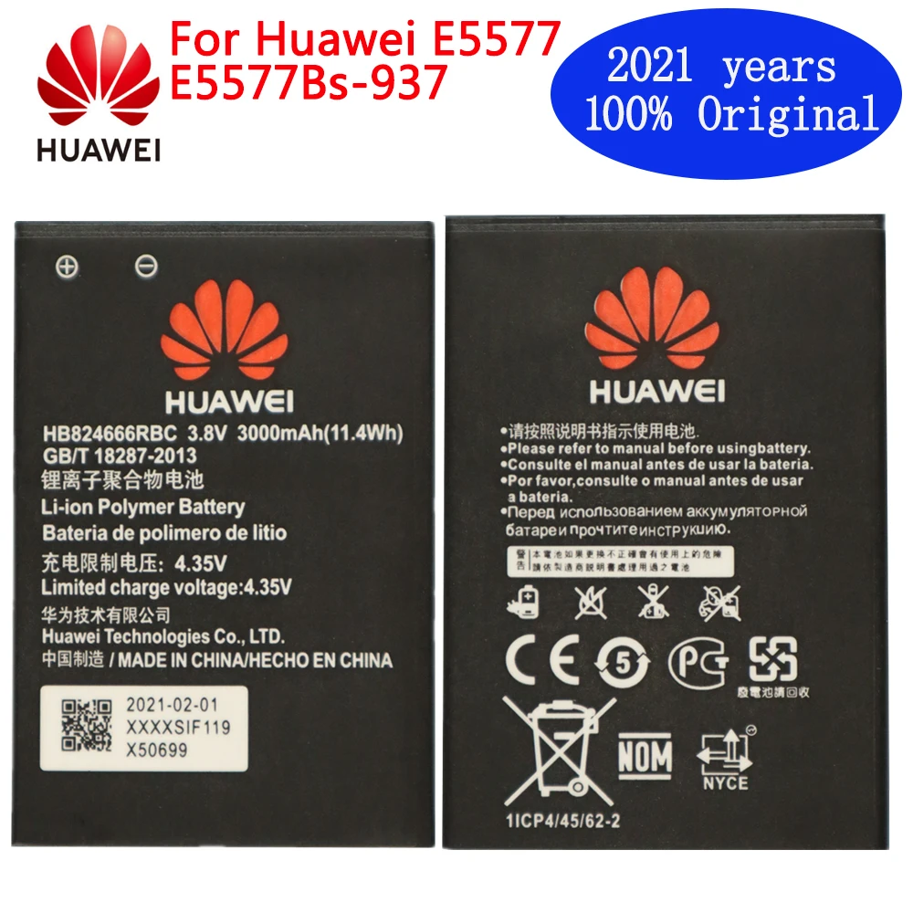 2021 год оригинальный аккумулятор HB824666RBC для Huawei E5577 E5577Bs-937, сменная батарея с реальной емкостью телефона, батарея 3000 мАч
2021 год оригинальный аккумулятор HB824666RBC для Huawei E5577 E5577Bs-937, сменная батарея с реальной емкостью телефона, батарея 3000 мАч