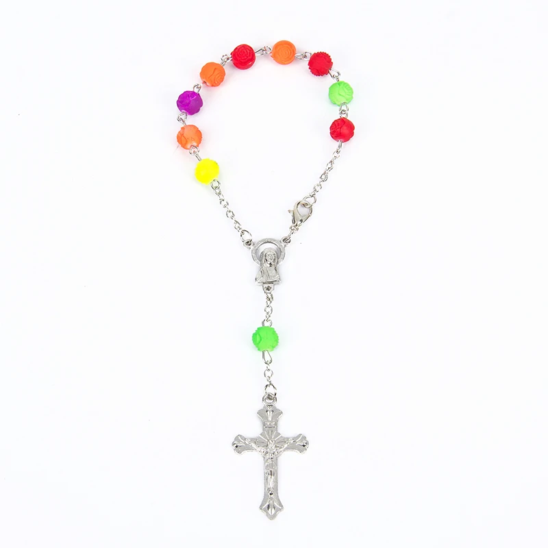 Christian Catholic Rosary Bracelet Colorful Beads Jesus Cross Pendant Bracelets For Women Religious Jewelry Christmas Gifts
Christian Catholic Rosary Bracelet Colorful Beads Jesus Cross Pendant Bracelets For Women Religious Jewelry Christmas Gifts