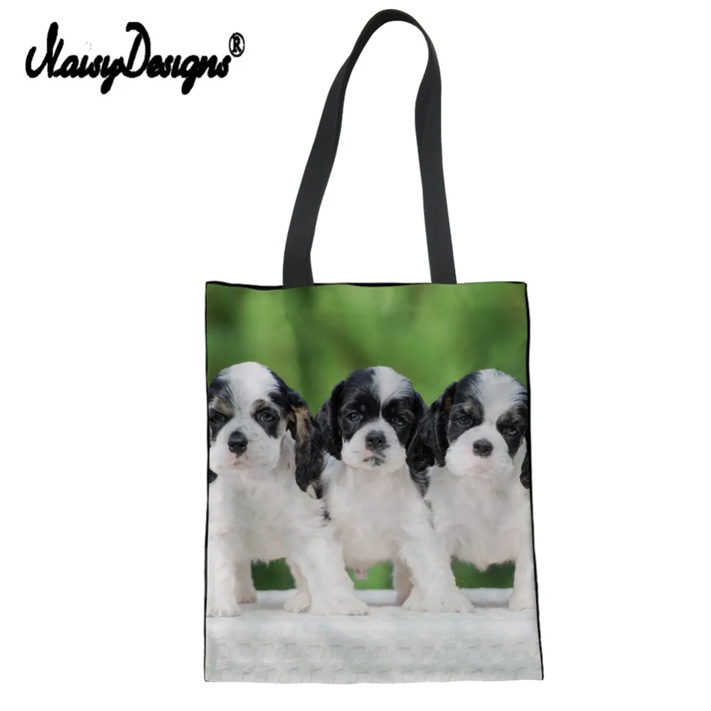 Женская холщовая многоразовая сумка-тоут с принтом кокер-спаниель 
Женская холщовая многоразовая сумка-тоут с принтом кокер-спаниель